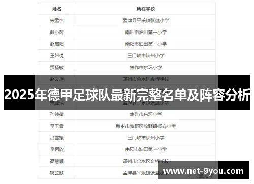 2025年德甲足球队最新完整名单及阵容分析